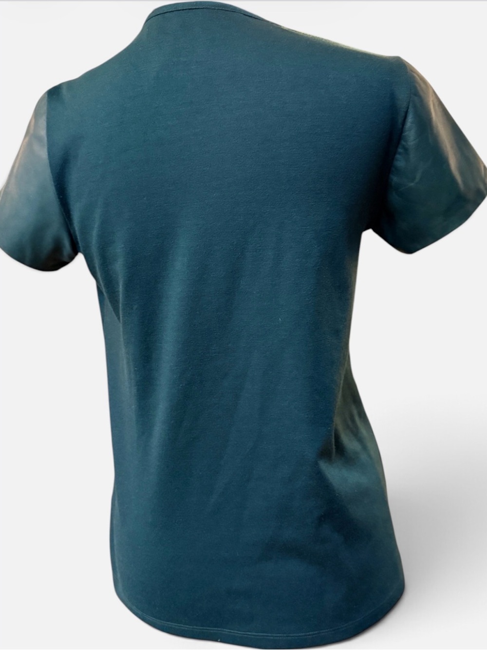 Hunter Bell New York Green Genuine Leather Sleeve Top Shirt Size - Picture 6 of 10